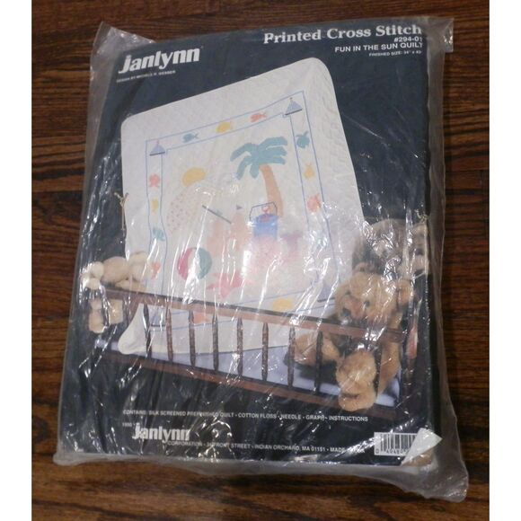 Vintage Janlynn Fun in the Sun #294-01 Printed Cross Stitch Quilt Kit New - Picture 1 of 4